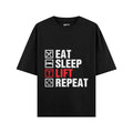 Eat Sleep Lift Repeat Oversized T-Shirt – Black | Gym & Fitness Streetwear Tee