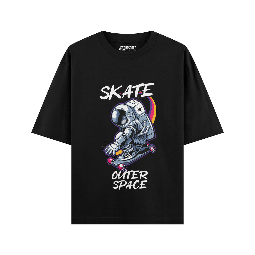 Skate Outer Space Oversized Graphic T-Shirt – Astronaut Streetwear Tee (240 GSM)