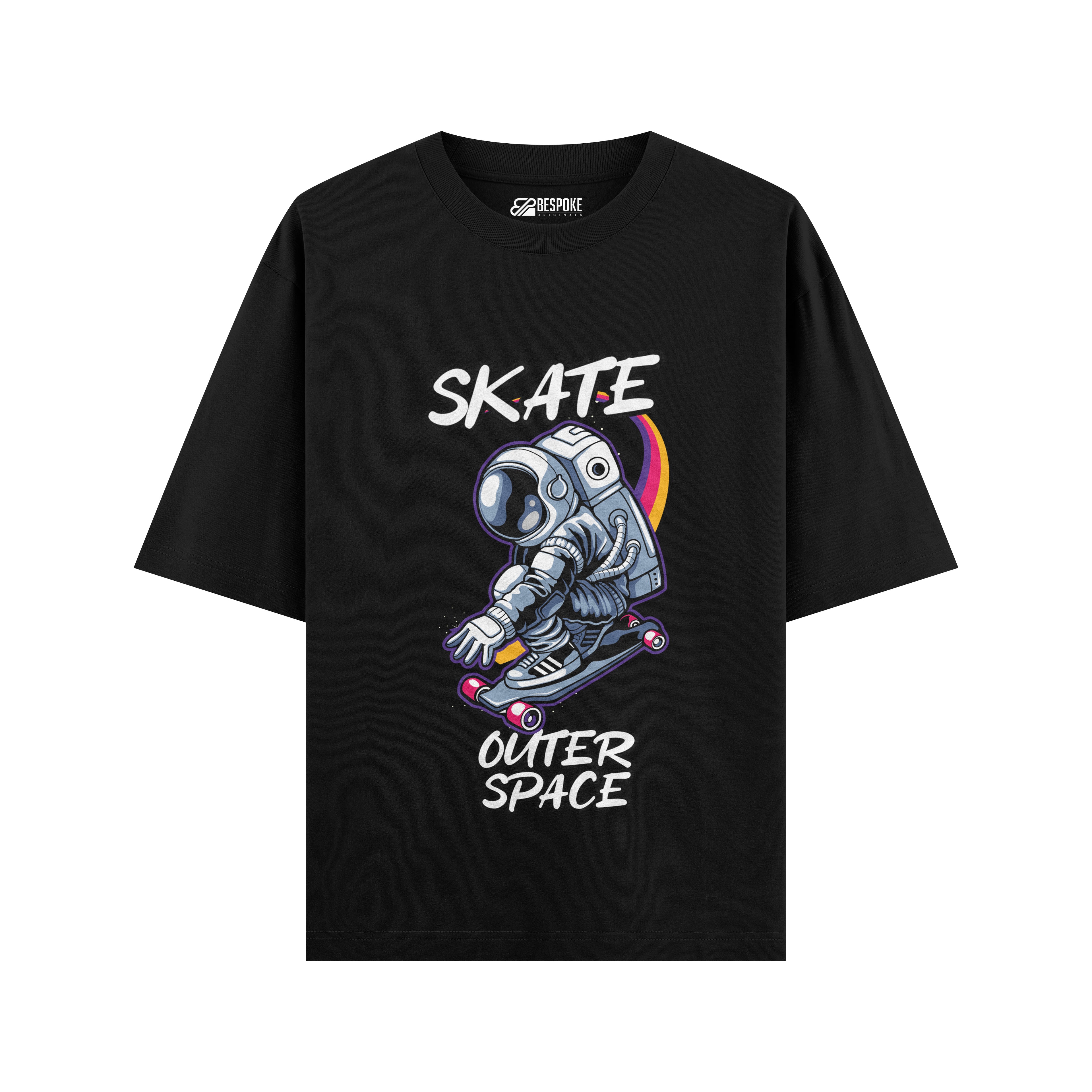 Skate Outer Space Oversized Graphic T-Shirt – Astronaut Streetwear Tee (240 GSM)