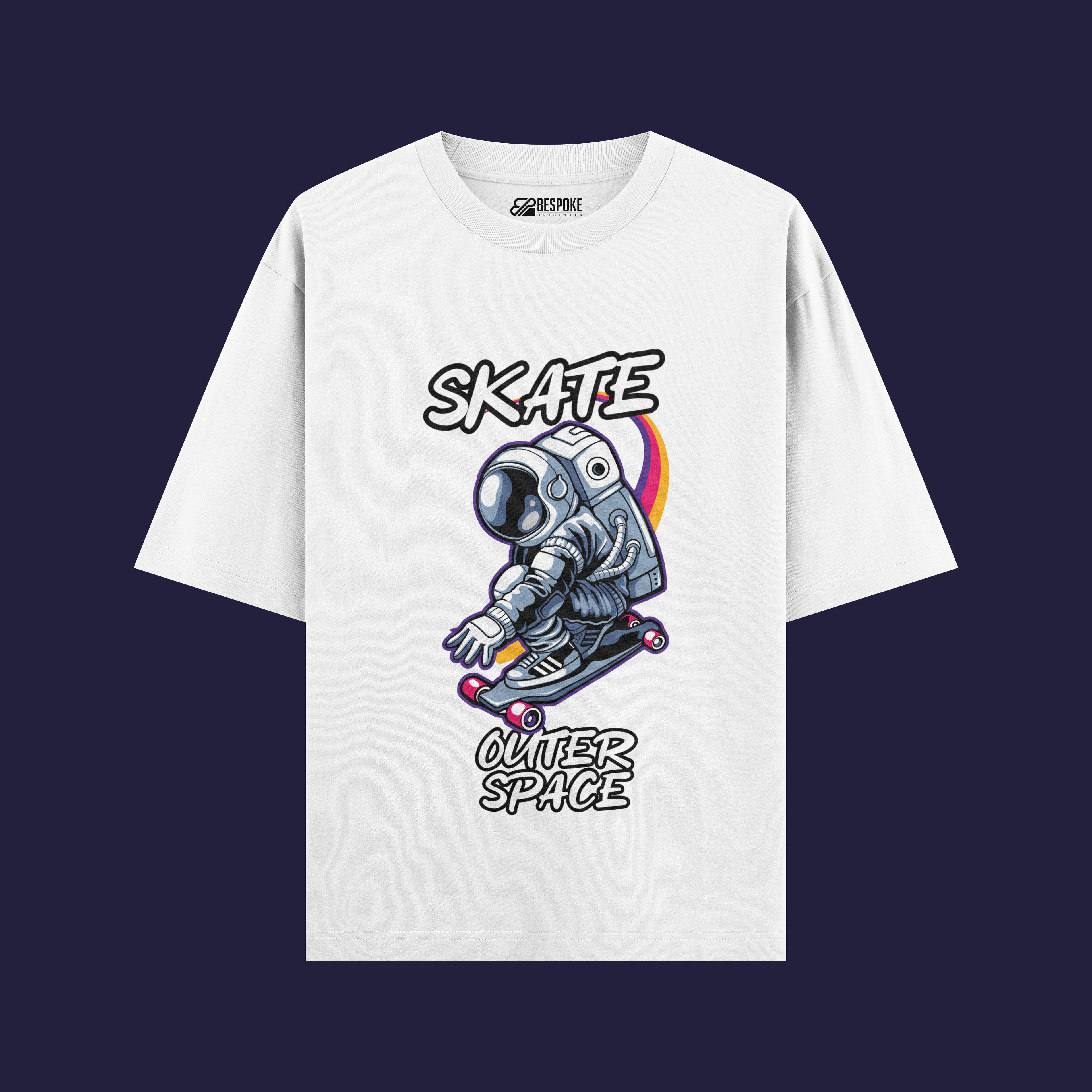 Skate Outer Space Oversized Graphic T-Shirt – Astronaut Streetwear Tee (240 GSM)