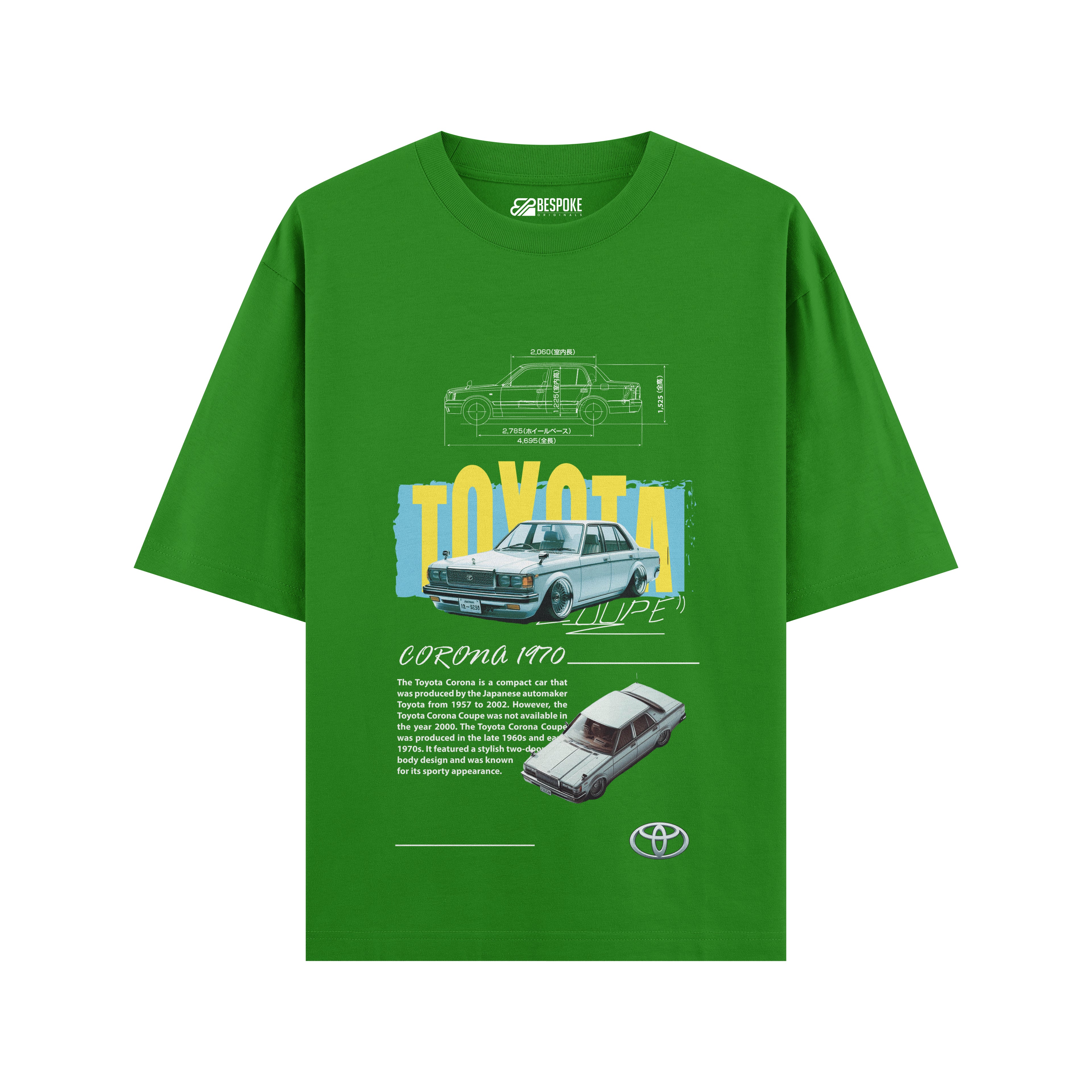 Toyota Corona Coupe Oversized T-Shirt – Vintage Car Graphic Tee | Black Streetwear