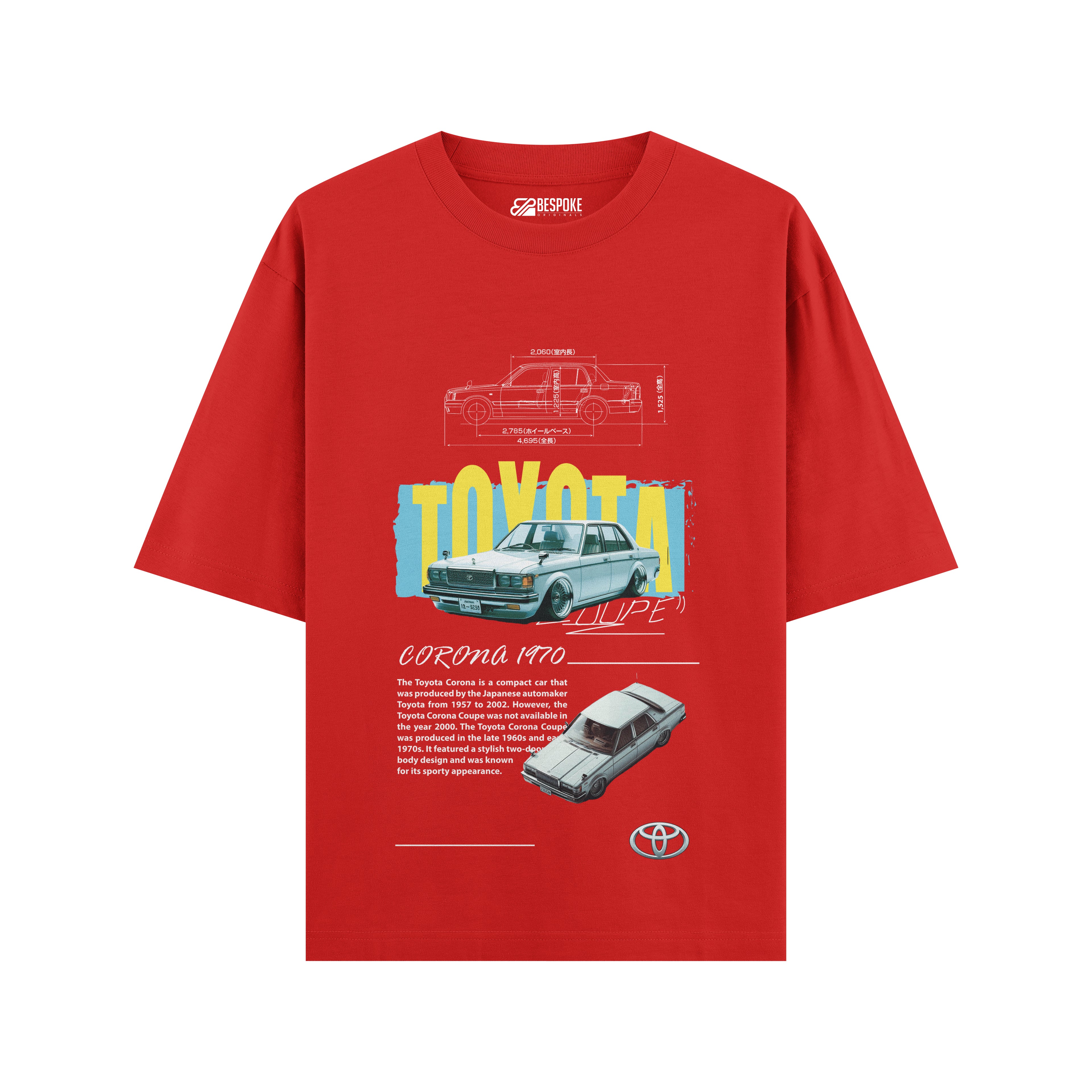 Toyota Corona Coupe Oversized T-Shirt – Vintage Car Graphic Tee | Black Streetwear