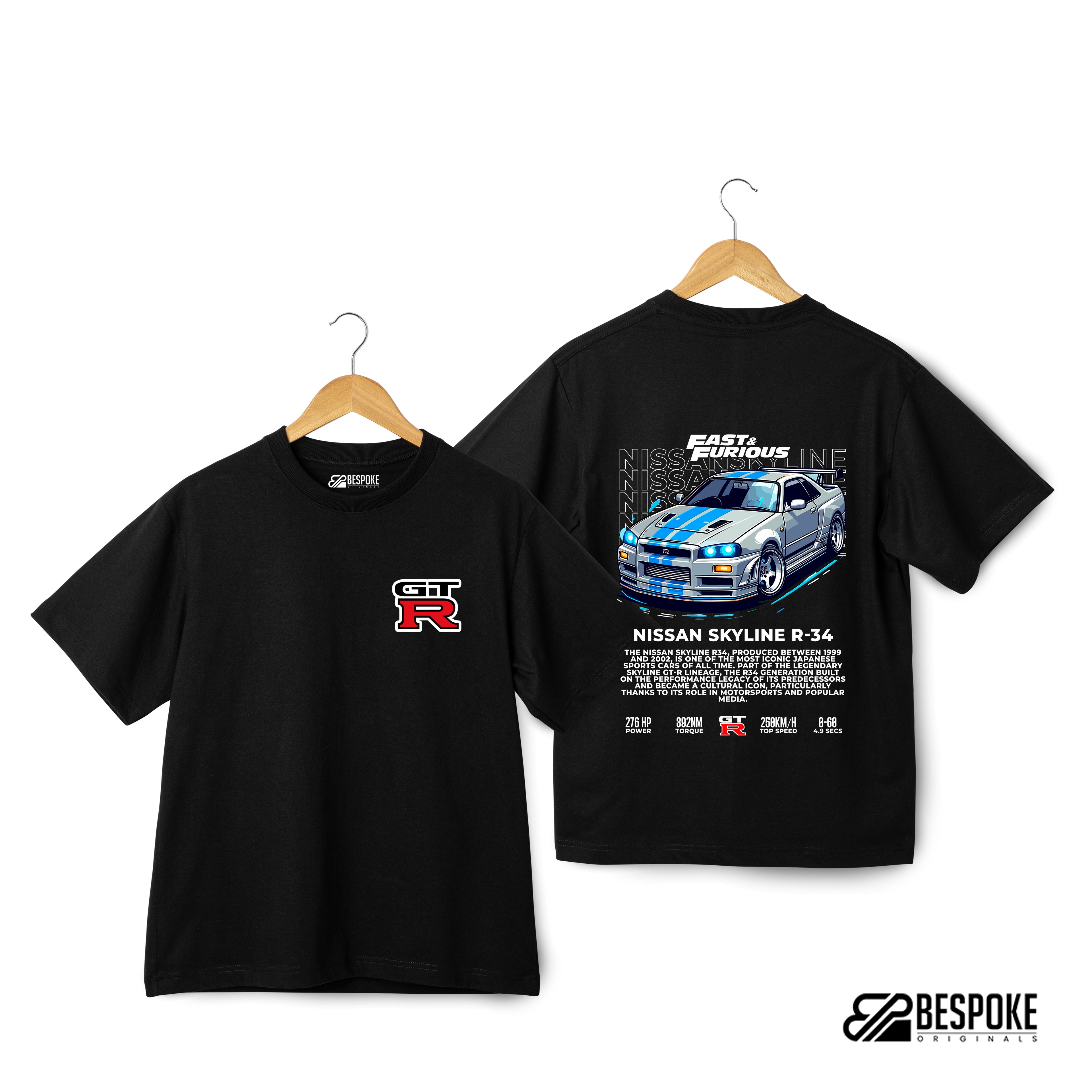 Nissan Skyline GT-R R34 Oversized Graphic T-Shirt – JDM Car Lovers Tee | Bespoke Originals